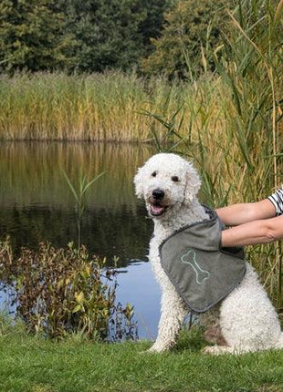 Trixie Microvezel Handdoek Met Insteekzakken Grijs