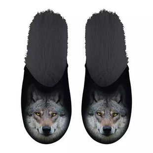 Merkloos Pantoffel Wolf Zwart
