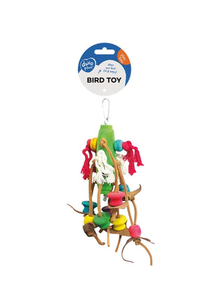 Duvoplus Vogelspielzeug mit bunten Würfeln/Leder