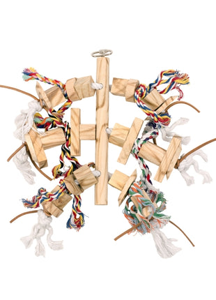 Duvoplus Vogelspielzeug aus Holz mit Leder/Seil