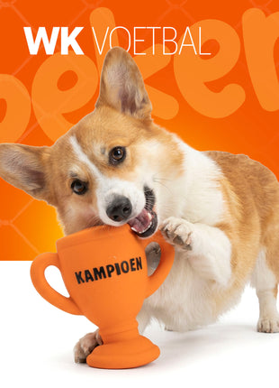 Oranje Latex Hondenspeeltjes WK Beker