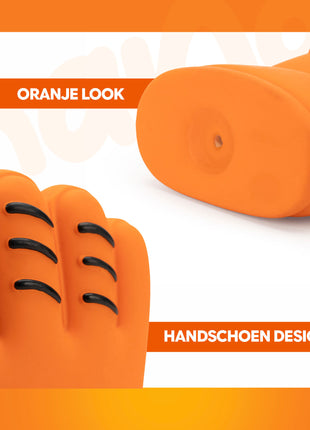 Oranje Latex Hondenspeeltjes WK Handschoen