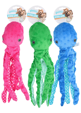 Pawise Multicolor Plush Octopus (3 colour assorted)