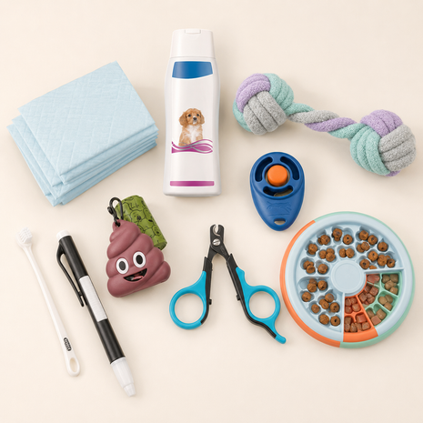 Puppy Starterbox 0-6 Måneder – Fordelspakke med 9 Produkter