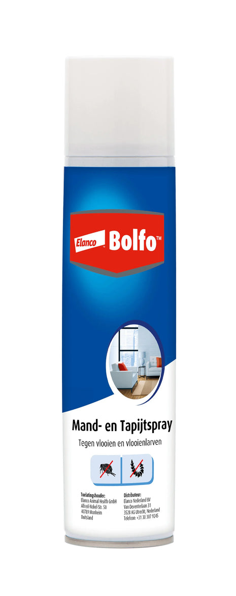 Bolfo Mand- en Tapijtspray 400 ml – Effectieve bescherming tegen vlooien en larven in huis